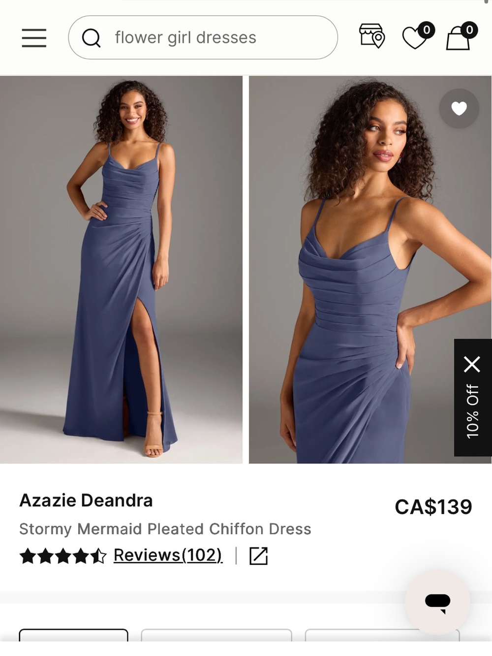 Azazie Deandra Slate Blue Spaghetti-Strap Mermaid Gown